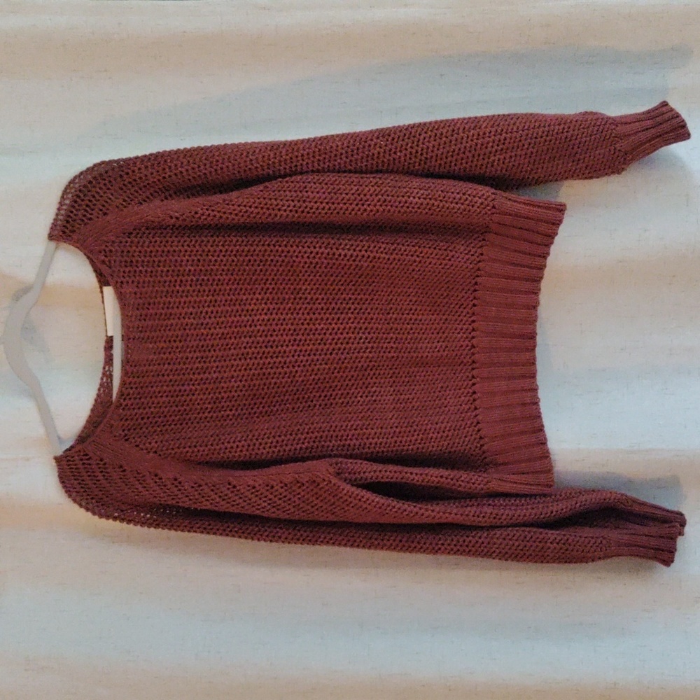 Misha & Puff Women's Soft, Cotton Net Knit Sweater - Rust Brown - Picture 2 of 12